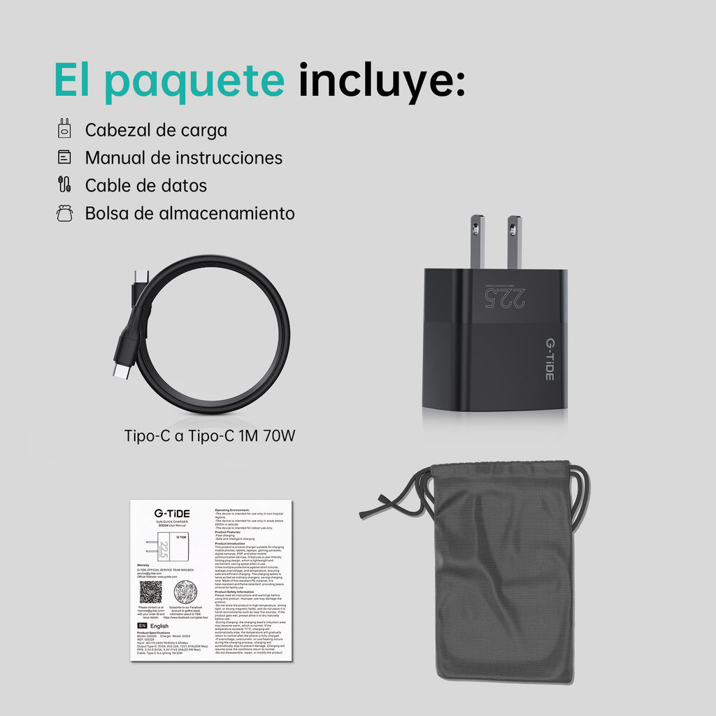 Cargador de 22.5W de Tipo C a C (1m)