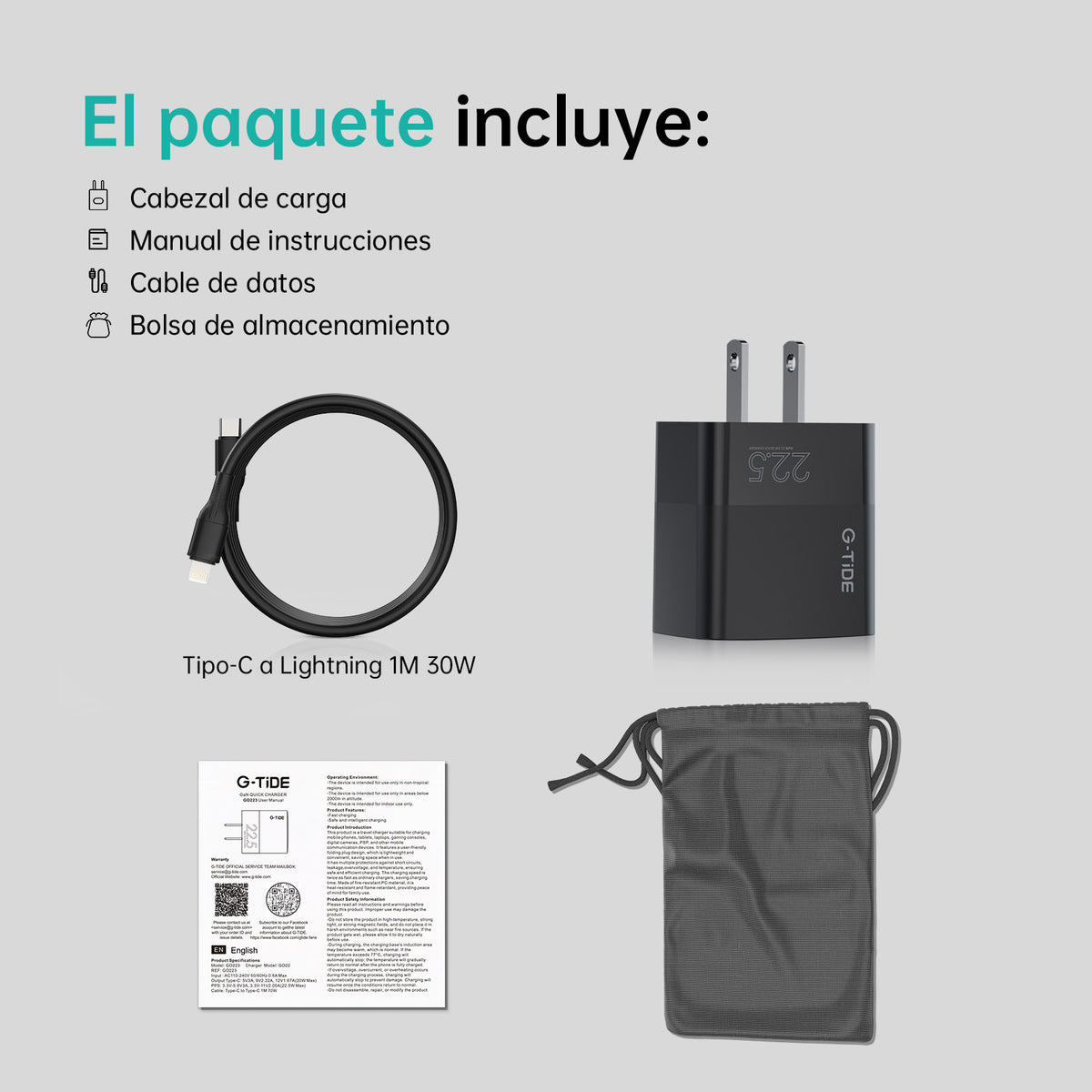 22.5W USB-C to Lightning Charger (1m)